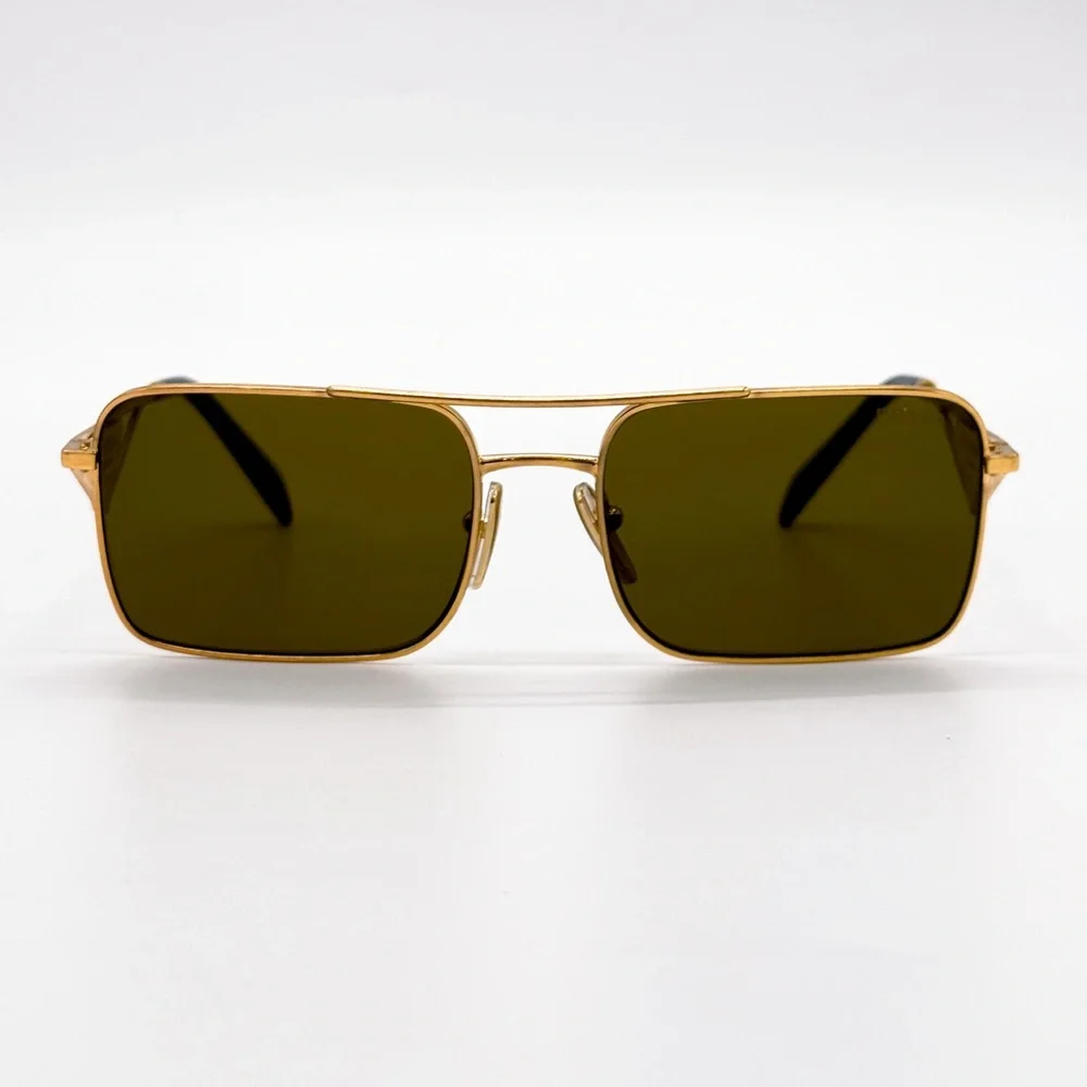 NEW PRADA SPR A52 15N01T SQUARE GOLD PRA52S 15N01T WOMEN PR A52S SUNGLASSES